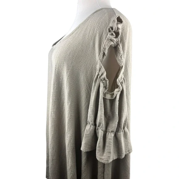 Farmhouse Frocks Cold Shoulder Lagonlook Oversized Tunic Top Tan Plus Size XXXL - Picture 5 of 16